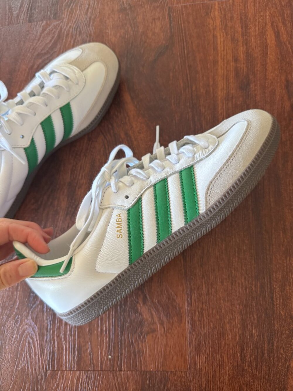 Adidas Samba OG — White/Green — US Men's 9 - Picture 4 of 10